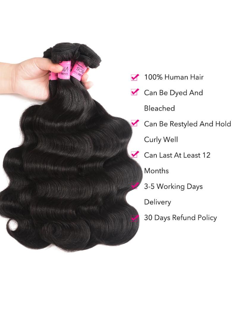 Body Wave 13x6 Lace Frontal with 4 Bundles Human Hair