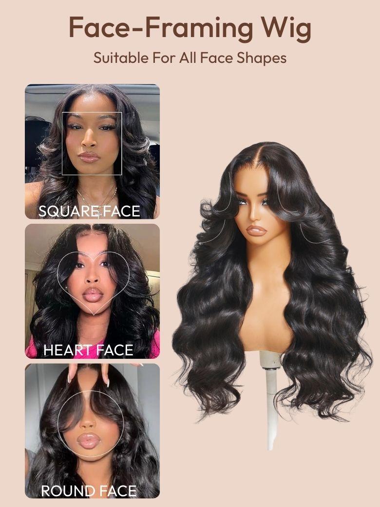 HD Real Scalp? Wig 13x4 Invisible Lace Frontal Loose Wave with Face Framing Curtain Bangs