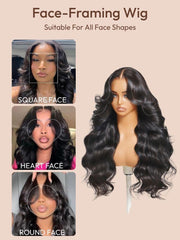 HD Real Scalp? Wig 13x4 Invisible Lace Frontal Loose Wave with Face Framing Curtain Bangs