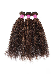 Honey Blonde Piano Highlighted Jerry Curly 3Pcs Bundles With Closure Deal