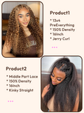 Petaluxe 2 Wigs $167 for 16" 13x4 PreEverything Lace Front Curly Wig and 16inch Middle Lace Part Kinky Straight Wig