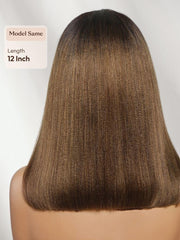 7x5 Bye Bye Slip? Lace Black Celebrity-Inspired Side Part Natural Curly Bob Wig Drawstring Wig 180% Density