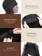 Headband Wigs Short Bob Human Hair Wig for Women Easy Wear Half Wig with Free Headbands