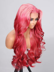 24 Inch 13x4 Lace Front Strawberry Blonde Body Wave Wig With Baby Hair