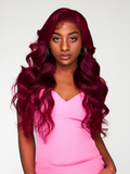 Petaluxe Put On And Go 6x4.5 Pre Cut Lace Body Wave Burgundy Glueless Air Wig