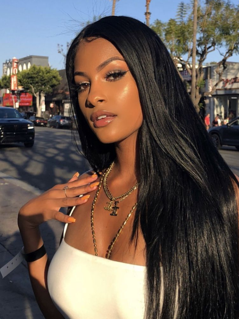 7x5 Bye Bye Knots Wig with Baby Hair Glueless Lace Black Straight Bleached Knots Wig 150% Density