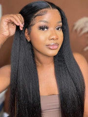 [22"=$95] 4x4 Lace Kinky Straight Wig 150% Density Very Bouncy Human Hair Wig