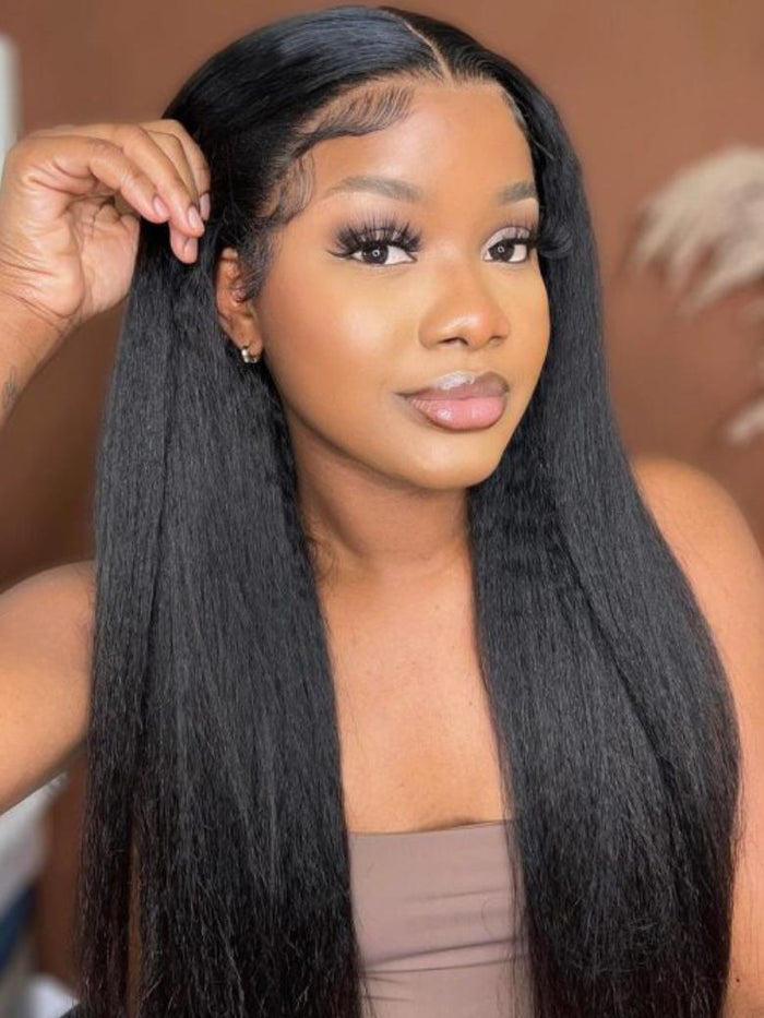 Petaluxe [22"=$95] 4x4 Lace Kinky Straight Wig 150% Density Very Bouncy Human Hair Wig