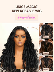 Black With Blonde Highlights Body Wave Replaceable Lace Closure For Magic Lace Wig