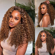 [Free Necklace&Earrings]13x4 Lace Front Toffee Brown Wig With Highlights