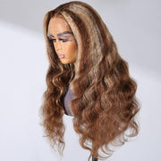 13x4 Lace Front 150% Density Yaki Body Wave Honey Blonde Chunky Highlight Wig Brand Day Sale