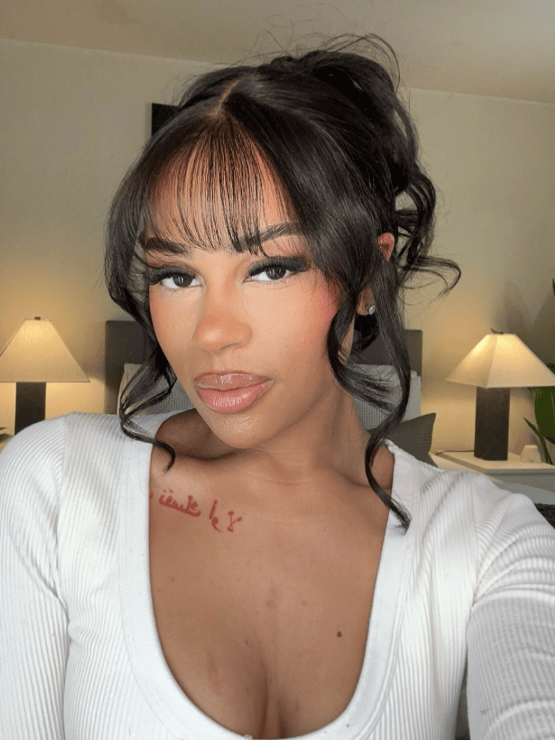 13x4 Pre-Everything? Lace Frontal Black Fluffy Natural Loose Wave Curtain Bangs Wig 150% Bouncy Volume