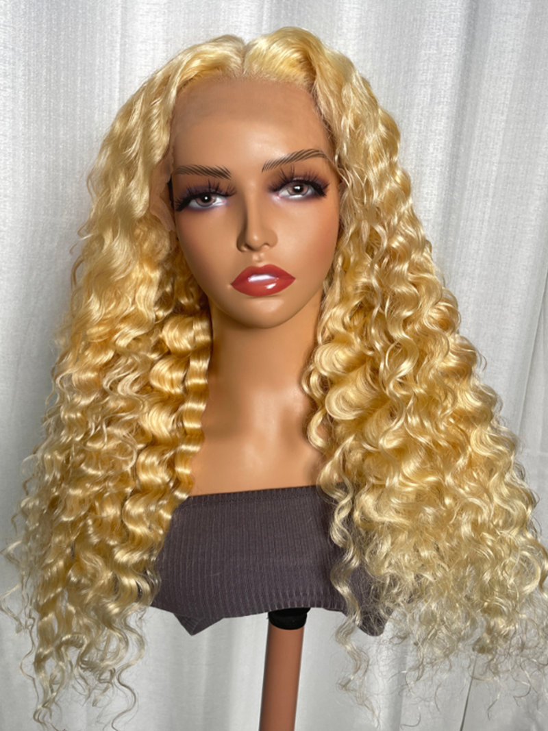 Stylish 613 Blonde Loose Deep Wave Lace Front Wig Human Hair