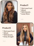 Petaluxe 2 Wigs $99 for 22" 13x4 Lace Front Ombre Honey Blonde Loose Wave and 22" 13x4 Lace Front Honey Blonde Kinky Straight Hair