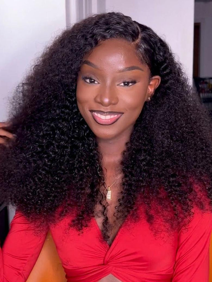 Petaluxe [From 28 Inch] 200% Density HD Glueless 5x5 Lace Natural Afro Kinky Curly Human Hair Wig