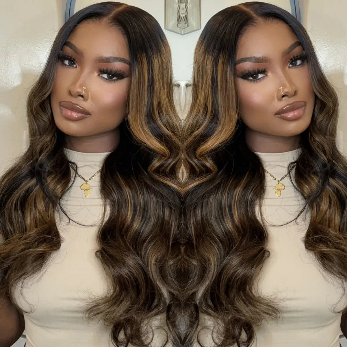 【Bye Bye Slip】Glueless Balayage Highlight Body Wave Wig with Drawstring Pre-cut 7x5 HD Lace Closure Human Hair Wigs with Bleached Knots Friendly for Beginners Summer Wig