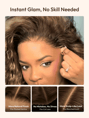 Honey blonde highlights curly wig with pre-plucked hairline, pre-cut lace, and bleached knots for a glueless install.