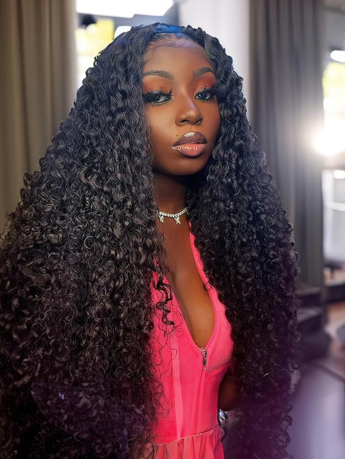 [Weekend Sale] Petaluxe Jerry Curly Lace Part Wig Middle Part 150% Density Natural Looking Natural Hairline Glueless Wigs