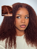[From 24 Inch] Petaluxe 7x5 Bye-Bye Knots? Wig Glueless Lace Sunset Kinky Curly for Reddish Brown Wig