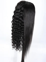 18inch Wet And Wavy 2 Styles in1 Deep Wave V Part Wigs Natural Black Color Beginner Friendly Natural V Part Wig