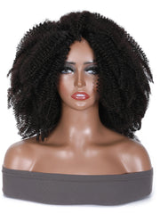 Natural Black Afro Kinky Curly Human Hair Glueless Wig for Sale