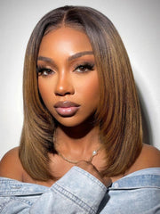 7x5 Bye-Bye Knots? Wig Glueless Lace Sunset Jerry Curly for Reddish Brown Drawstring Wig With Bleached Knots