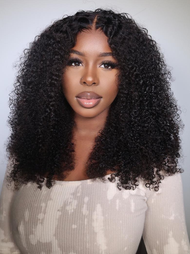 [From 22"] Glueless U Part Kinky Curly Put On And Go Wig For Beginners