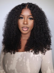 [From 22"] Glueless U Part Kinky Curly Put On And Go Wig For Beginners