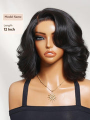 Bye-Bye Slip? 6X4 Glueless Lace "C" Side Part Loose Wavy Bob 220% High Density Drawstring Wig For Beginners