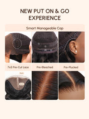 [New Arrival Special Offer] Magic Lace Wig Natural Black Body Wave With Optional 7x5 Replaceable Lace Closure