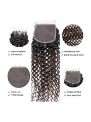 #FB30 Brown Balayage Jerry Curly 4x4 Free Part Lace Closure