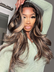 Glueless Brown Highlight U Part Body Wave Wig 3 Minutes Install