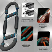 Adjustable weight bar for arm trainers, arm and torso strength training equipment, portable training device for home gyms and fitness