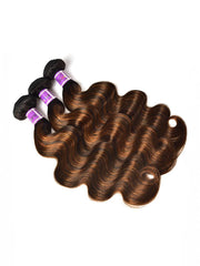 Brown Balayage 4x4 Lace Closure With 3Pcs Body Wave Bundles