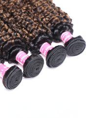 #FB30 Brown Balayage Highlight 4Pcs Jerry Curly Human Hair Bundles