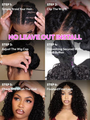 EasiContour Glueless V Part Kinky Curly Wig Protective Style Human Hair Wig 150% Density