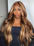 Petaluxe [20"=$104] 13x4 Lace Front Kinky Straight Honey Blonde Highlights Wig Super Secure Ear To Ear 150% Density Wig