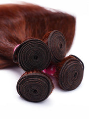 Dark Auburn Straight Remy Human Hair 4 Bundles With Closure Deal