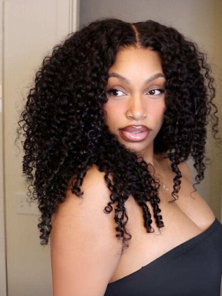 [$100-$50] 7x5 Bye-Bye Slip & 13x4 Pre-Everything Curly Texture Premium Hair Drawstring Wig With Finger Coil Ends