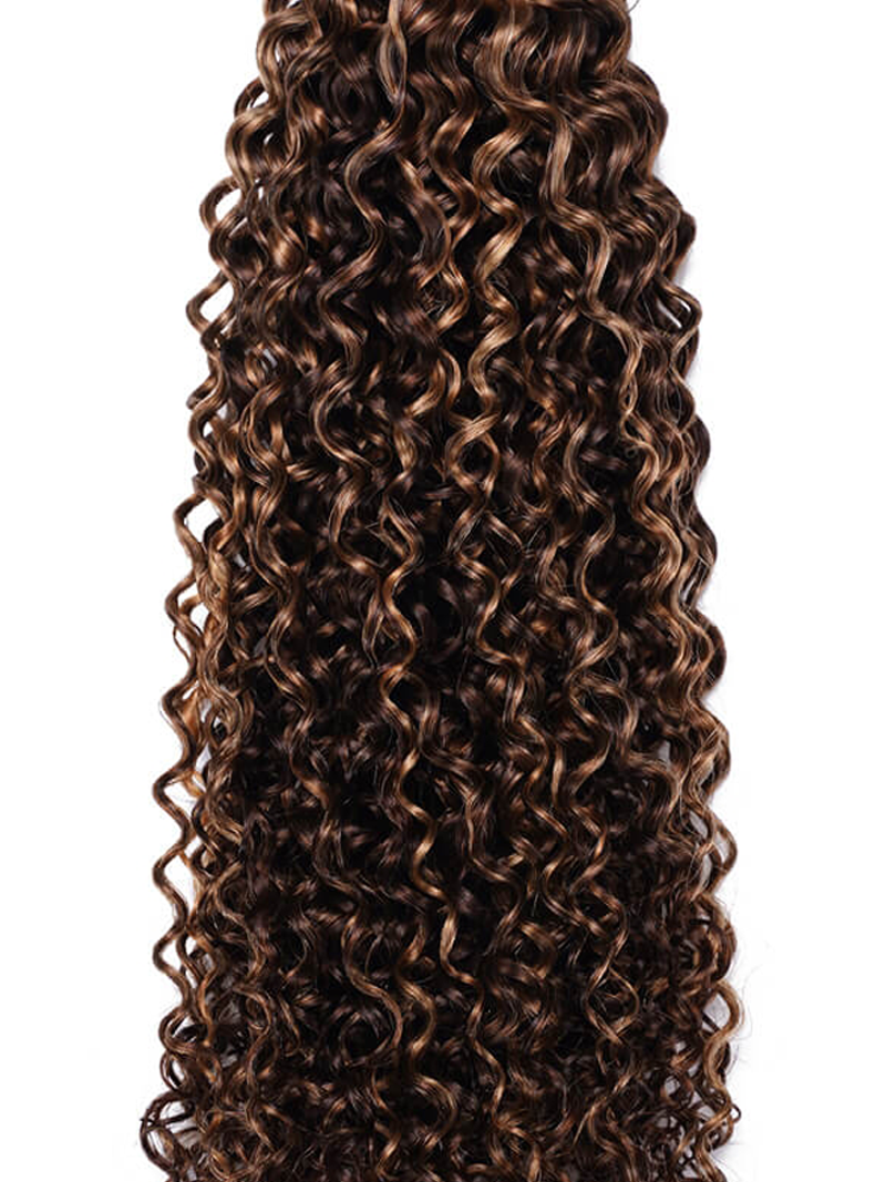 Curly Hair With Blonde Highlight Human Hair Weft One Bundle