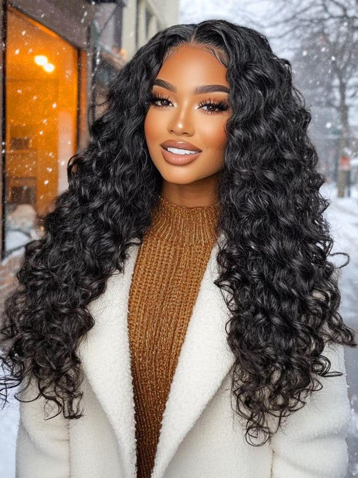 Petaluxe [From 22"] Pre-Everything 13x4 Lace Frontal Black Deep Wave Wig