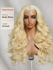 13x4 Bye Bye Slip? Lace Frontal 613 Blonde Straight/ Body Wave Glueless Wig with Invisi Drawstring For Beginners