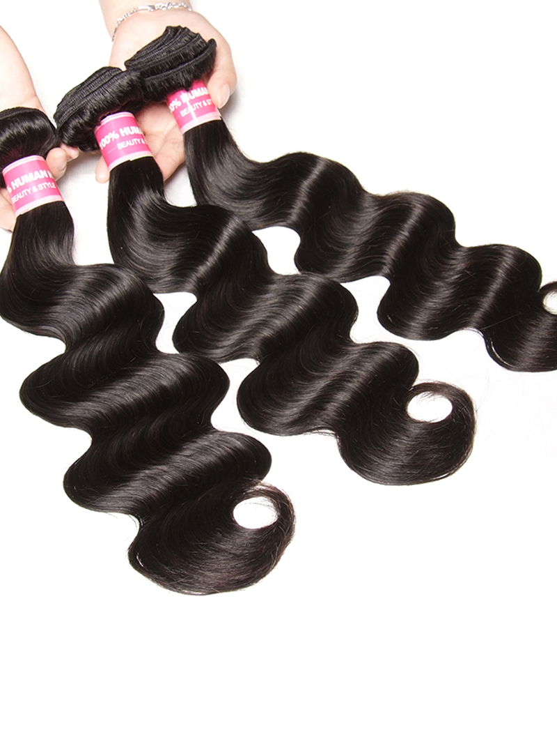 Hair 3 Bundles Brazilian Body Wave With T Part Lace Closure