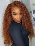 Petaluxe [BOGO FREE] 13x4 Lace Front Auburn Brown Hair Color Jerry Curly Lace Wigs With Baby Hair