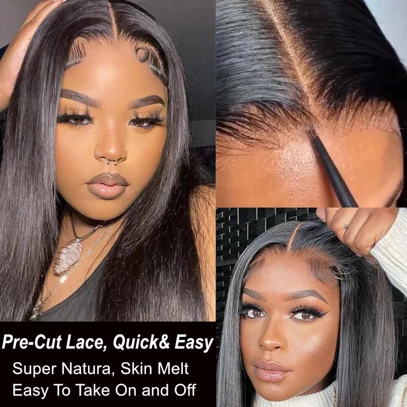 Glueless Body Wave Wig 6x4.5 Put On And Go Pre-cut Lace Closure Wig Breathable Cap One Step Install Natural Black