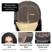 Glueless Body Wave Wig 6x4.5 Put On And Go Pre-cut Lace Closure Wig Breathable Cap One Step Install Natural Black