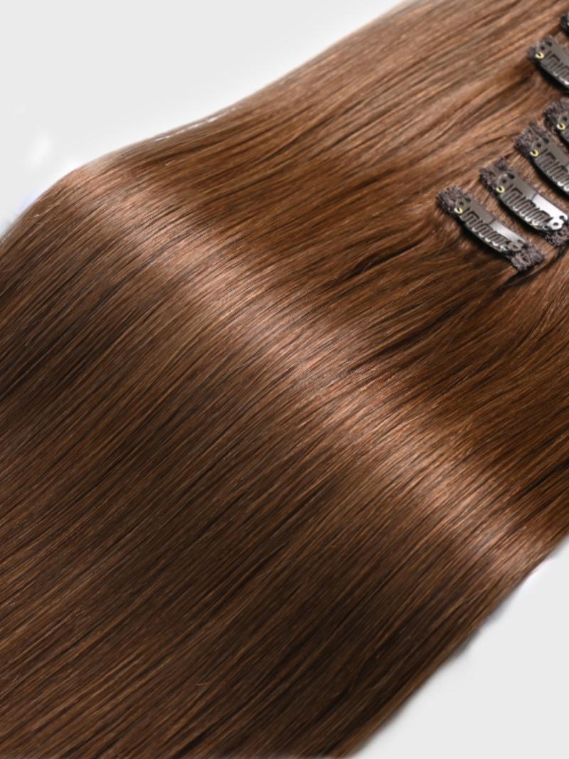Chocolate Brown Human Hair Clip In Extension