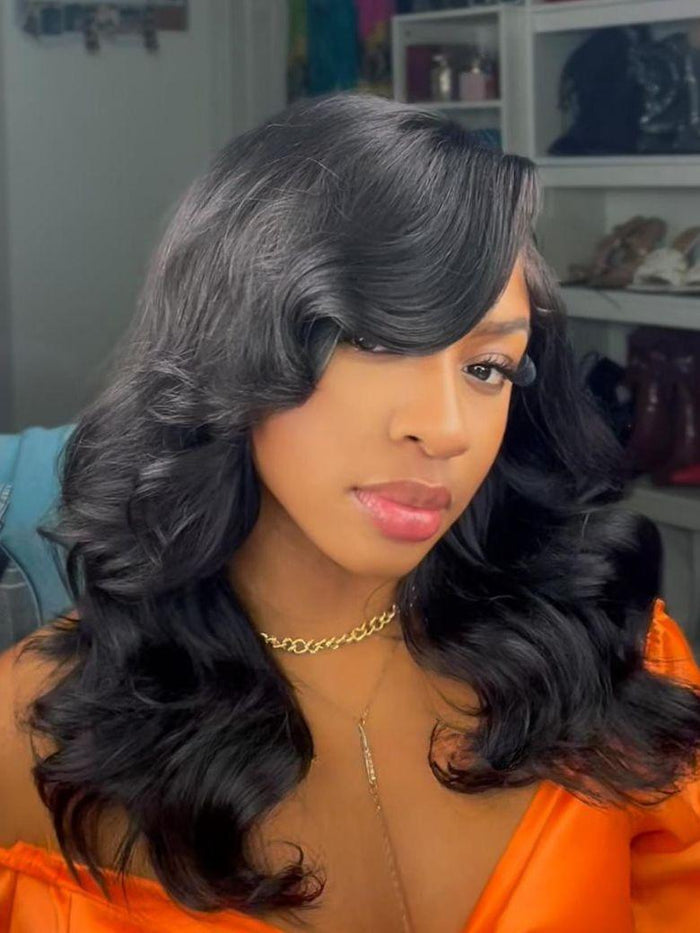 [Ship within 24H]Petaluxe Bye-Bye Slip? Wig Feathered Layer Left Side Part 200% Density Wig with Secure Silicone Strips and Drawstring