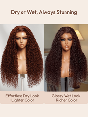 7x5 Bye-Bye Knots? Wig Glueless Lace Sunset Jerry Curly & 13x4 Pre Everything Kinky Curly for Reddish Brown Drawstring Wig With Bleached Knots