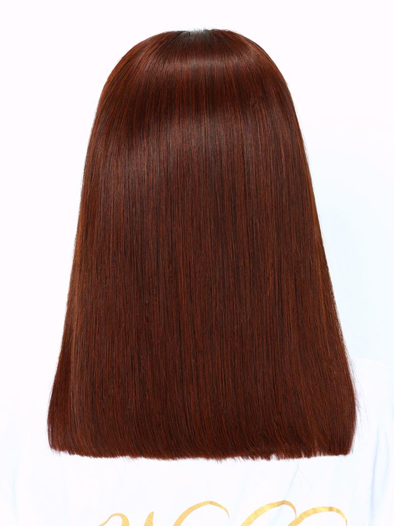 ByeBye Knots Wig 7x5 Pre Cut Lace Reddish Brown Glueless Bob Wig 150% Density